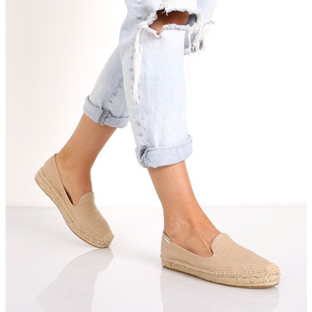 Soludos platform smoking slipper espadrilles size 6 in safari, tan